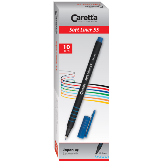 Caretta Softliner Keçeli Kalem 0.4 MM Mavi 10 LU 55/07 (10 Adet) resmi