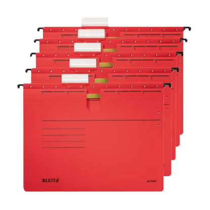 Leitz Askılı Dosya Telli Alpha Karton A4 Kırmızı 1984 (25 Adet) resmi
