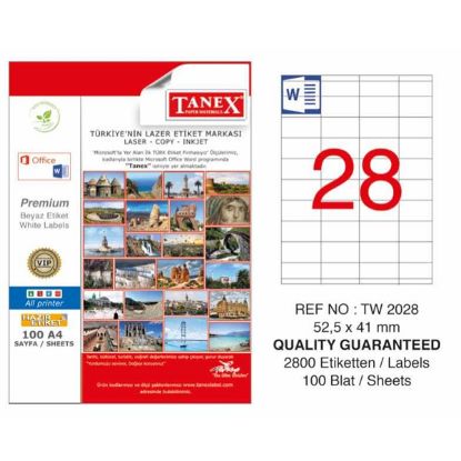 Tanex Laser Etiket 100 YP 52x41 MM Laser-Copy-Inkjet TW-2028 resmi
