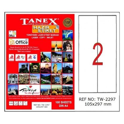 Tanex Laser Etiket 100 YP 105x297 Laser-Copy-Inkjet TW-2297 resmi