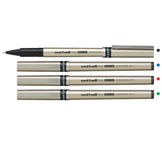 Uni-Ball Roller Kalem Deluxe Bilye Uç 0.7 MM Siyah UB-177 (12 Adet) resmi
