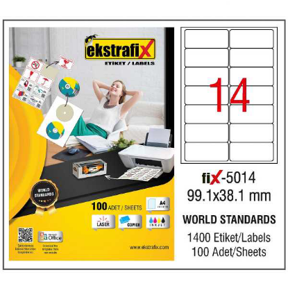 Ekstrafix Laser Etiket 100 YP 99.1x38.1 Laser-Copy-Inkjet FİX-5014 resmi