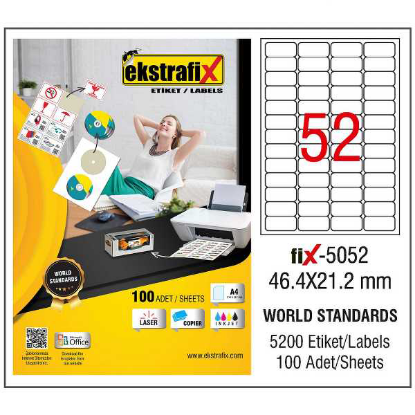 Ekstrafix Laser Etiket 46.4x21.2 Laser-Copy-Inkjet Fix-5052 resmi