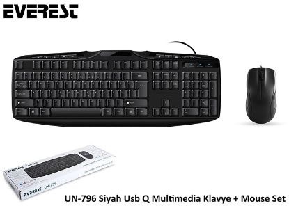 Everest UN-796 Siyah Usb Q Multimedia Klavye + Mouse Set resmi