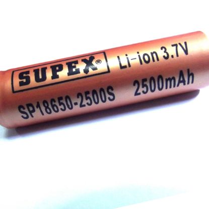 Supex 18650 2500 Şarjlı Li-on Pil Düz Kafa resmi