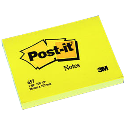 Post-it Yapışkanlı Not Kağıdı 100 YP 76x102 Sarı 657 (12 Adet) resmi