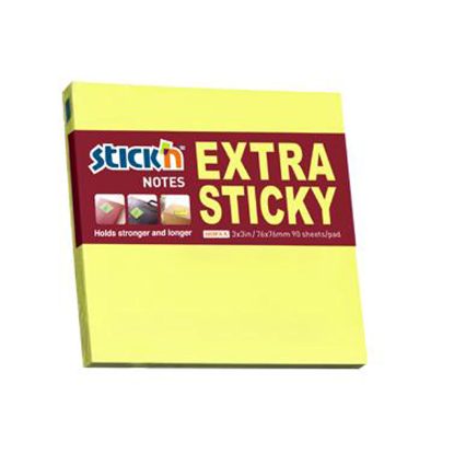 Hopax Stıckn Yapışkanlı Not Kağıdı Extra 90 YP 76x76 Neon Sarı 21670 (12 Adet) resmi