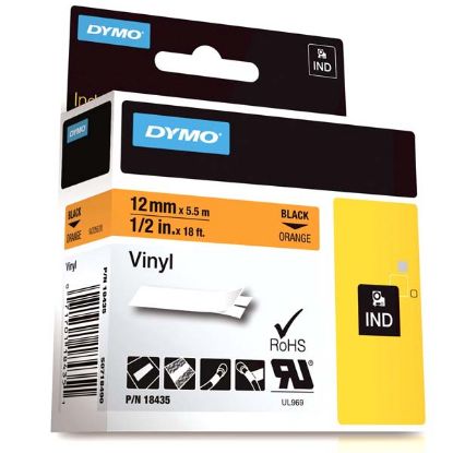 Dymo Rhino Pro Etiketi Renkli Vinil 12 MMx5.5 MT Turuncu Üzerine Siyah 18435 (5 Adet) resmi