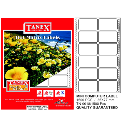 Tanex Sürekli Form Etiket 1500 LÜ 35x77 (1 Adet) resmi