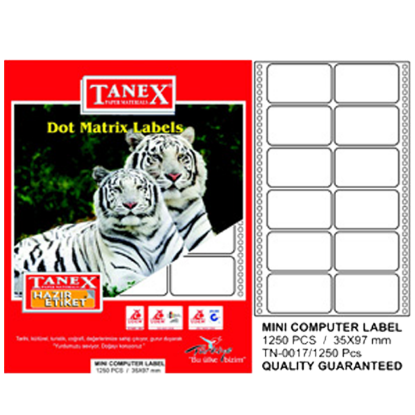Tanex Sürekli Form Etiket 1250 Lİ 35x97 (1 Adet) resmi