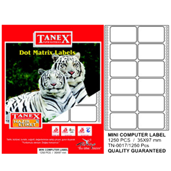 Tanex Sürekli Form Etiket 1250 Lİ 35x97 TN 0017 resmi