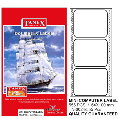 Tanex Sürekli Form Etiket 555 Lİ 64x100 (1 Adet) resmi