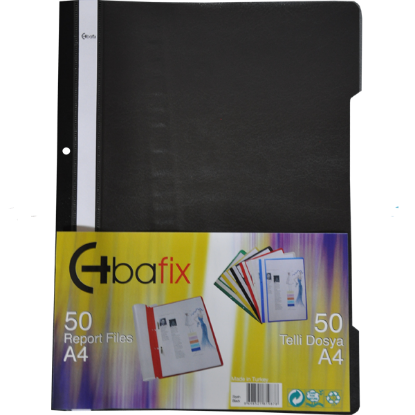 Bafix Telli Dosya Plastik XL Siyah A4 (50 Adet) resmi