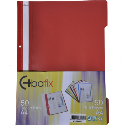 Bafix Telli Dosya Plastik XL Kırmızı A4 (50 Adet) resmi