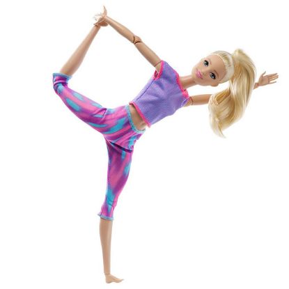 Barbie Sonsuz Hareket Bebeği Sarışın Desenli Taytlı GXF04 resmi