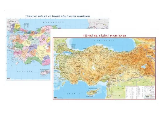 Gürbüz Türkiye Fiziki+siyasi Çift Taraflı 35x50 resmi