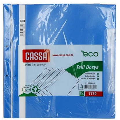 Cassa Telli Dosya Plastik Eco A4 Mavi 7730 (50 Adet) resmi
