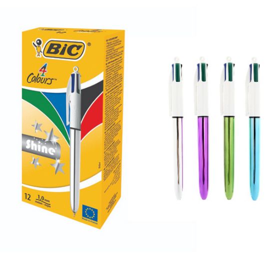 Bic Tükenmez Kalem Shıne 4 Colours Gümüş Gövde 12 Lİ 919380 (12 Adet) resmi