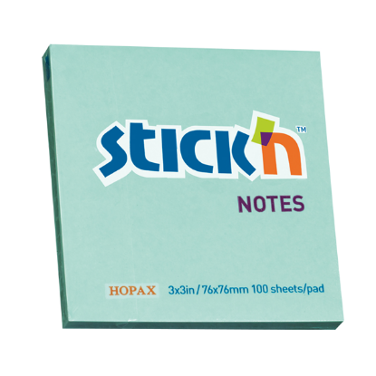 Hopax Stıckn Yapışkanlı Not Kağıdı 100 YP 76x76 Pastel Mavi 21149 (12 Adet) resmi