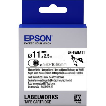 Epson LK-4WBA5 Isıyla Daralan Siyah Üzeri Beyaz 5MM 2,5Metre Etiket resmi