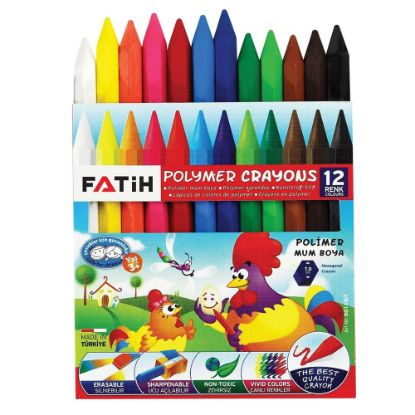 Fatih Mum Pastel Boya Polymer Crayons Kısa 12 Renk 50110/F resmi