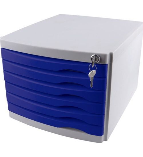 Ops Evrak Rafı Çekmeceli Plastik Kilitli 6 LI Mavi CMC 206 resmi