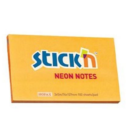 Hopax Stıckn Yapışkanlı Not Kağıdı Neon Turuncu 76x127 MM 100 YP HE21168 (12 Adet) resmi