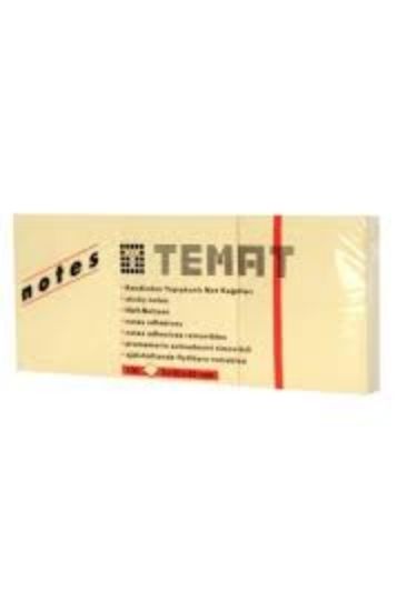 Temat Yapışkanlı Not Kağıdı 100 Yp Pastel Sarı 3x50x40 MM 11230 (4 Adet) resmi