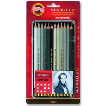 Koh-I Noor Set Aquarel Pencils Gey Line 3722 12 resmi