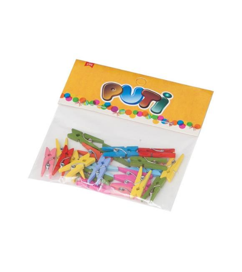 Puti Ahşap Büyük Mandal Renkli 12 Li 8801 resmi