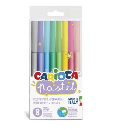 Carioca Keçeli Boya Kalemi Yıkanabilir Pastel Süper 8 Lİ 43032 resmi
