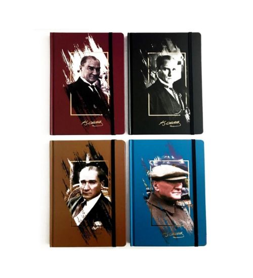Keskin Color Defter 17x24 96 YP Düz Ciltli Lastikli Atatürk 415600-99 resmi