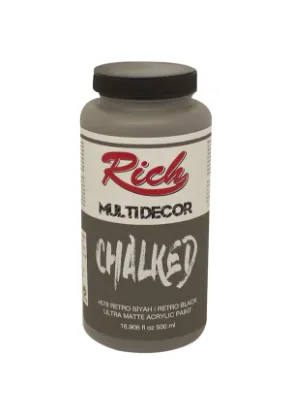 Rich Akrilik Boya Multi Decor Chalked 500 CC Retro Siyah 4578 resmi