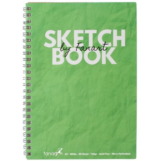 Fanart Academy Sketch Book 120 GR Spiralli 50 YP A5 Yeşil 8673 resmi