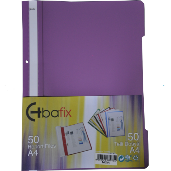 Bafix Telli Dosya Plastik XL Mor A4 (50 Adet) resmi