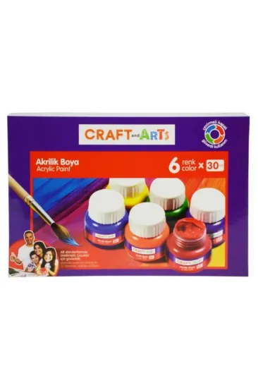 Craft And Arts Akrilik Boya 6 Renk30 ML U1560KK-6 resmi