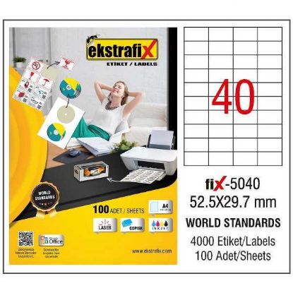 Ekstrafix Laser Etiket 52,5X29,7 Laser-Copy-Inkjet Fix-5040 resmi
