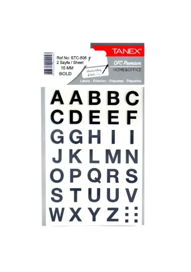 Tanex Harf Etiketi 15 MM Bold 2 Ad.STC-505 resmi