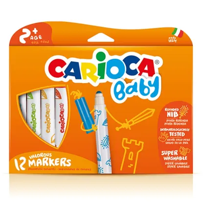 Carioca Keçeli Boya Kalemi Jumbo Bebek Süper Yıkanabilir 12 Li 42814 resmi