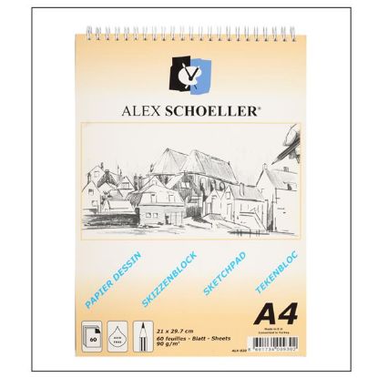Alex Schoeller Eskiz Blok Spiralli Dikey 60 YP 90 GR A4 ALX-820 resmi