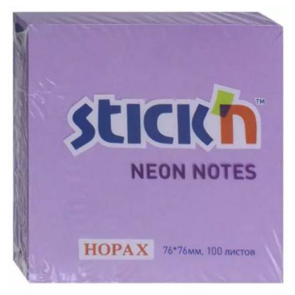Hopax Stickn Yapışkanlı Not Kağıdı 76x76 Neon Mor 100 YP HE21210 (12 Adet) resmi