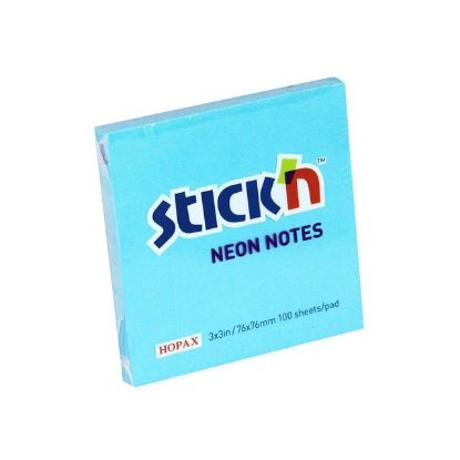Hopax Stickn Yapışkanlı Not Kağıdı 76x76 Neon Mavi 100 YP HE21209 (12 Adet) resmi