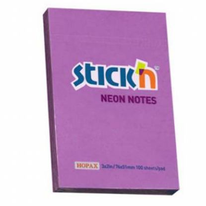 Hopax Stickn Yapışkanlı Not Kağıdı 76x51 Neon Mor 100 YP HE21208 (12 Adet) resmi