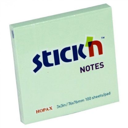 Hopax Stickn Yapışkanlı Not Kağıdı 76x76 Pastel Yeşil 100 YP HE21150 (12 Adet) resmi