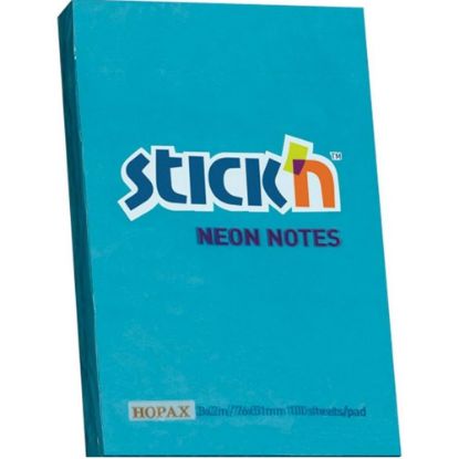 Hopax Stickn Yapışkanlı Not Kağıdı 76x51 Neon Mavi 100 YP HE21207 (12 Adet) resmi