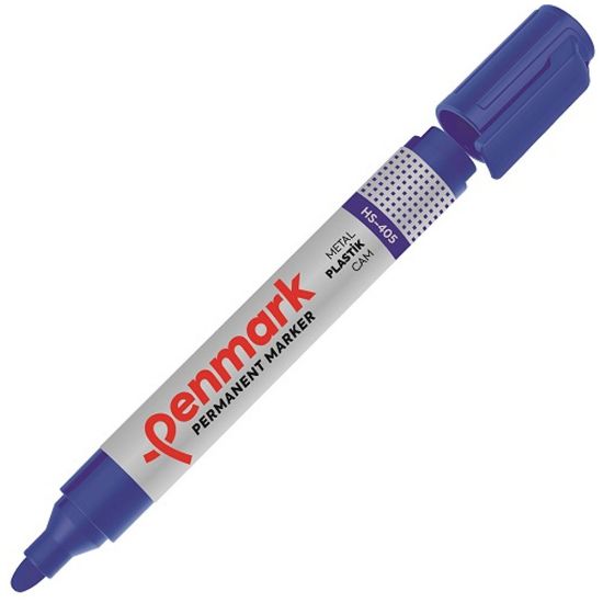 Penmark Markör Permanent Yuvarlak Uç Mavi HS-405 (12 Adet) resmi