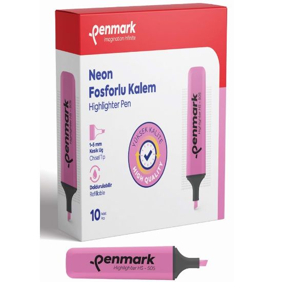 Penmark Fosforlu Kalem Neon Pembe HS-505 04 (10 Adet) resmi