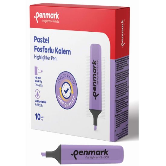 Penmark Fosforlu Kalem Pastel Lavanta HS-505 07 (10 Adet) resmi