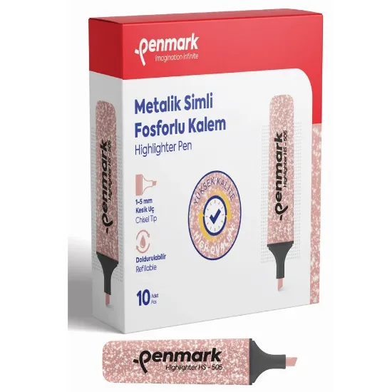 Penmark Fosforlu Kalem Metalik Simli Bronz HS-505 14 (10 Adet) resmi