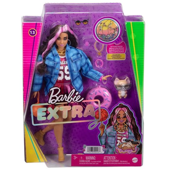 Barbie Extra Ekose Ceketli Bebek HDJ46 resmi